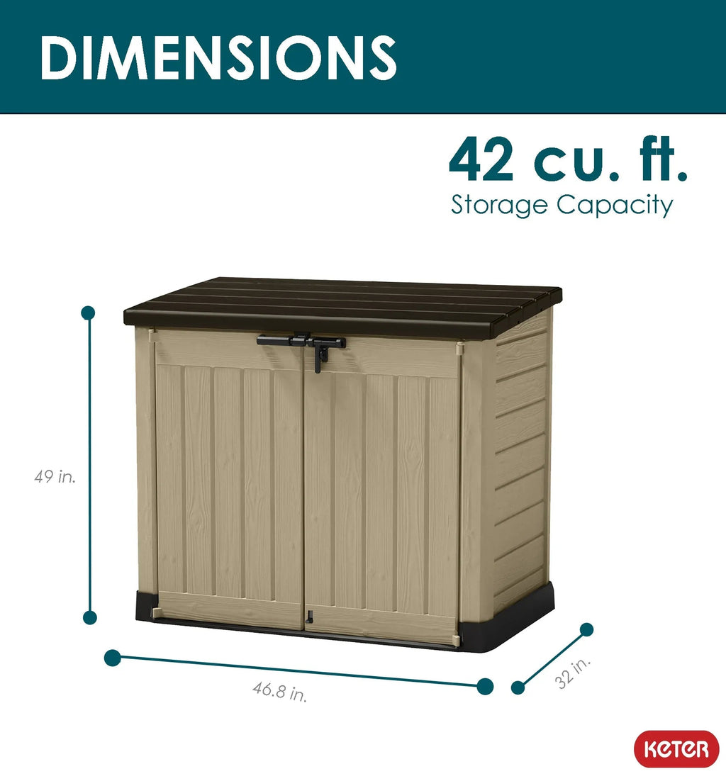 Keter Store It Out MAX Horizontal Resin Outdoor Storage Shed, Beige - Store It Out MAX