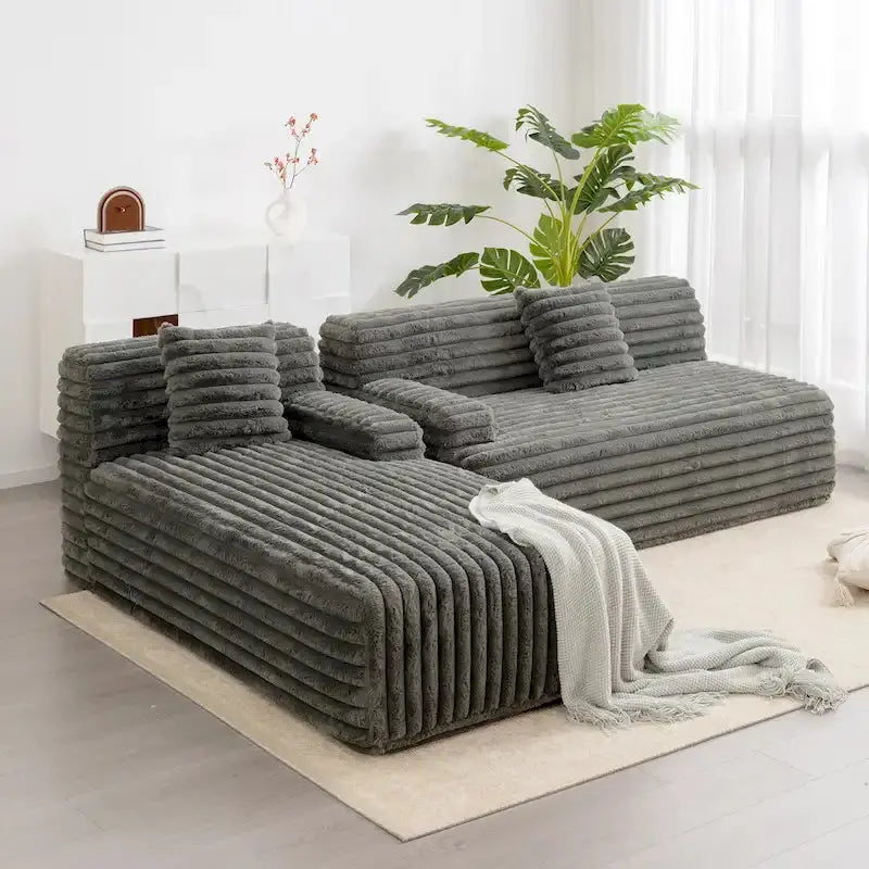 Cloud-Inspired Modular L-Shaped Sectional Sofa With Two Decorative Pillows - 110 in