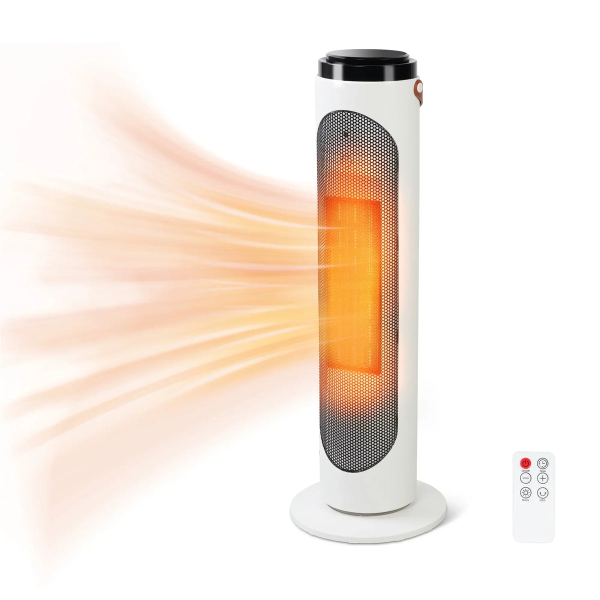 PTC Oscillating Ceramic Space Heater 1500W With Remote And 24-Hour Timer - White