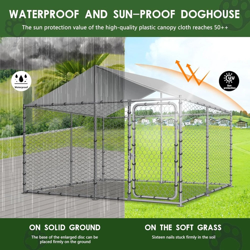 Haverchair Large Outdoor Dog Kennel With Cover, 90" L X 90" W X 63" H
