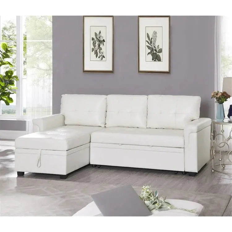Convertible Modular Sleeper Sectional Sofa With Reversible Storage Chaise