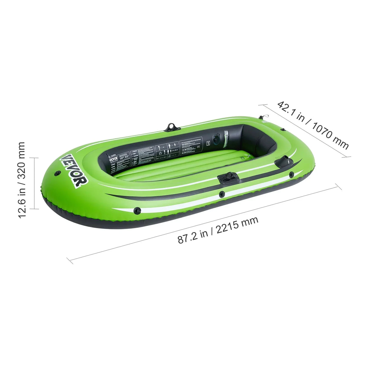 SKYSHALO 2-Person PVC Inflatable Boat With Aluminum Oars And High-Output Pump