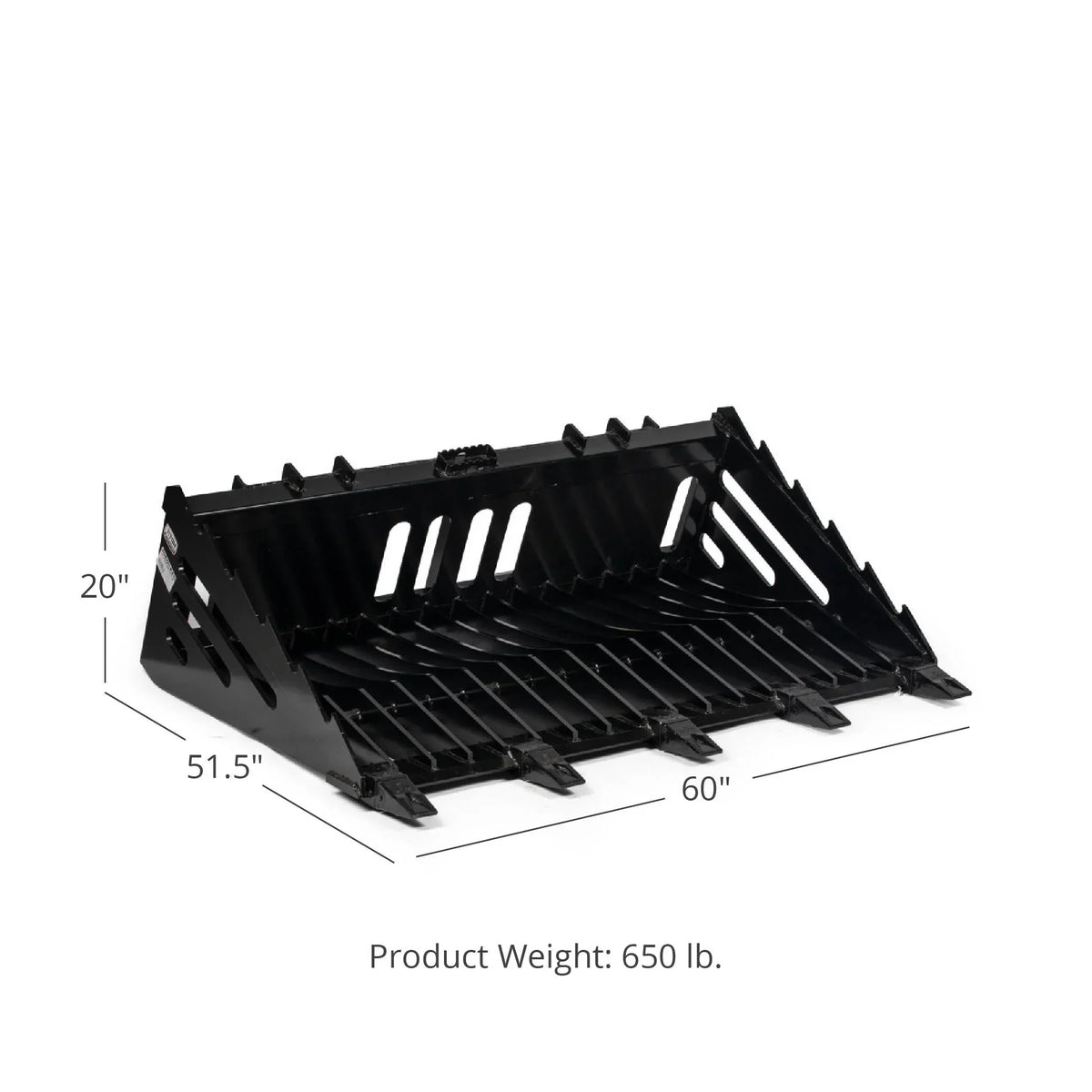 Titan Attachments 60in Skeleton Rock Bucket With Bolt-On Teeth And Skid Steer Quick Tach