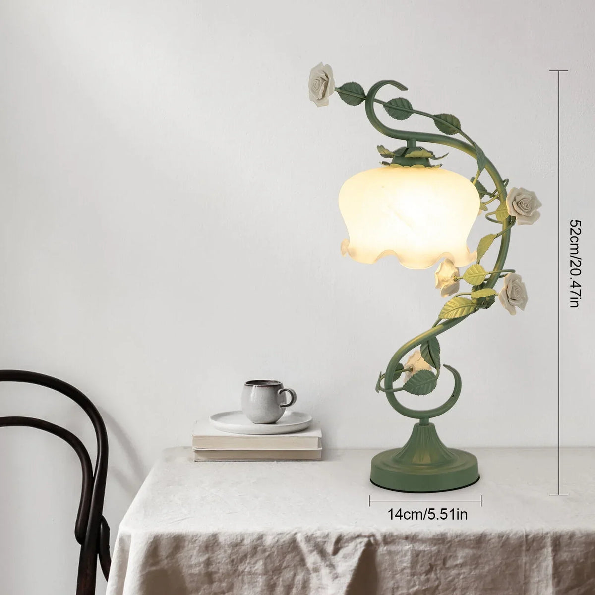 Rose Flower Table Lamp, Green, 60W Max