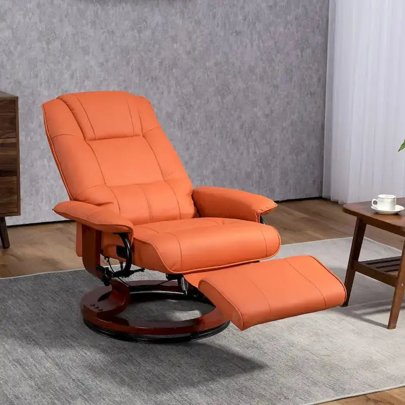 HomCom Manual Swivel Recliner Chair With Extendable Footrest - Faux Leather