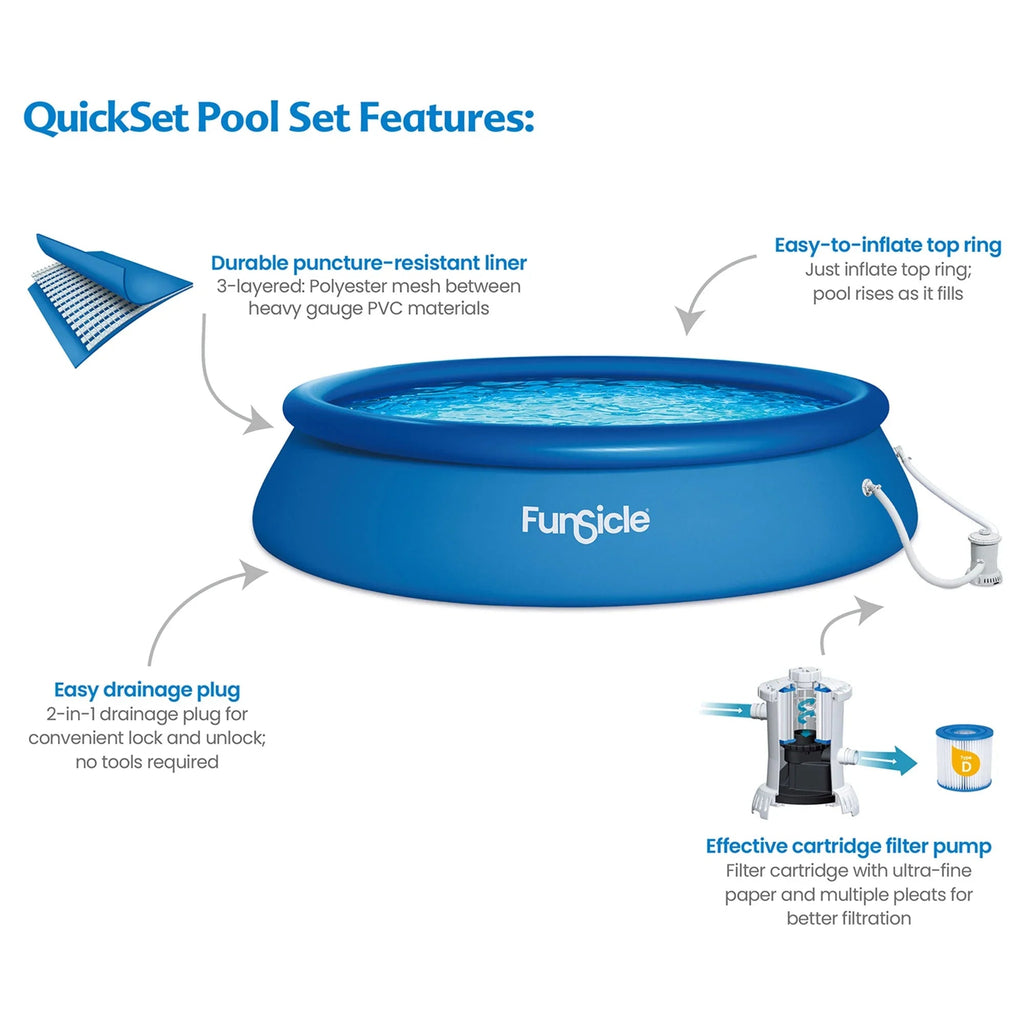 Funsicle Above Ground Swimming Pool, Round, 8 ft x 30 in - Age 6+