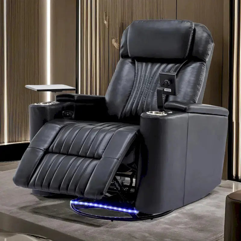 Power Recliner Chair With USB Charging Ports, Cup Holders And Swivel Tray Table - 270-Degree Swivel