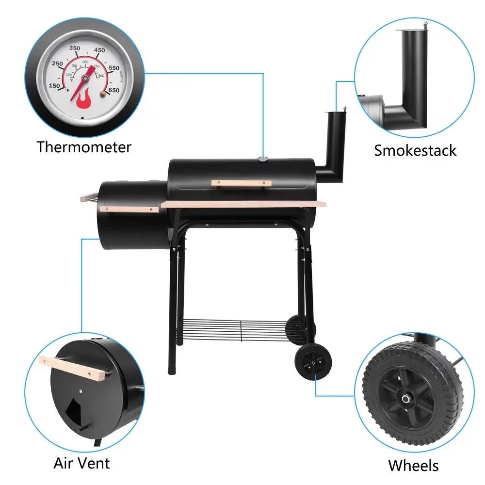 SalonMore Outdoor Charcoal Barbecue Grill - 44.1in x 25.1in x 44.7in