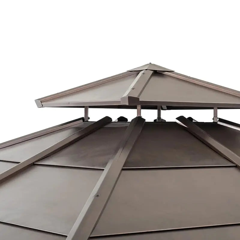 Sunjoy 10x10 ft Cedar Gazebo With Steel Two-Tier Hip Roof - A102008500