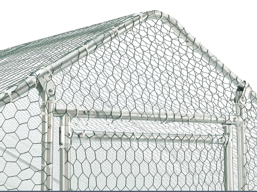 Large Galvanized Metal Chicken Coop With Waterproof Anti-Ultraviolet Cover - 10 L X 6