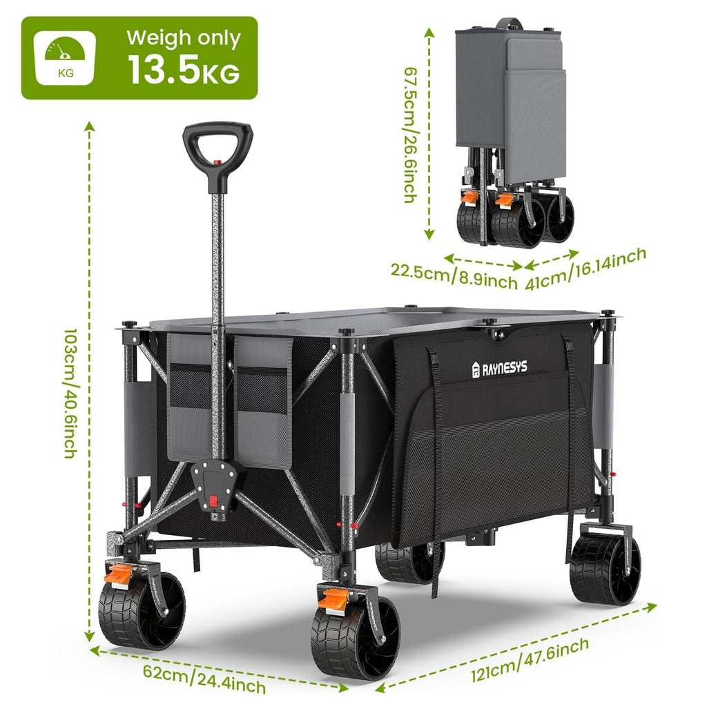 Raynesys Foldable Wagon Cart 300L 440 lbs Black & Gray