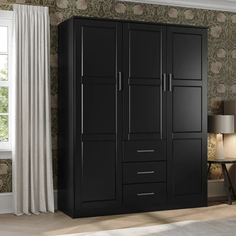 Palace Imports Solid Wood 3-Door Wardrobe Armoire, 56.25in W x 72in H x 20.75in D - Cosmo