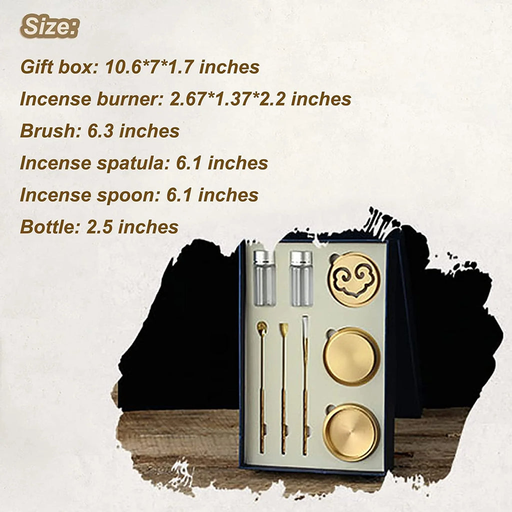 Sand Incense Burner Brass Incense Tools Set - Auspicious, Wishful Or Lotus