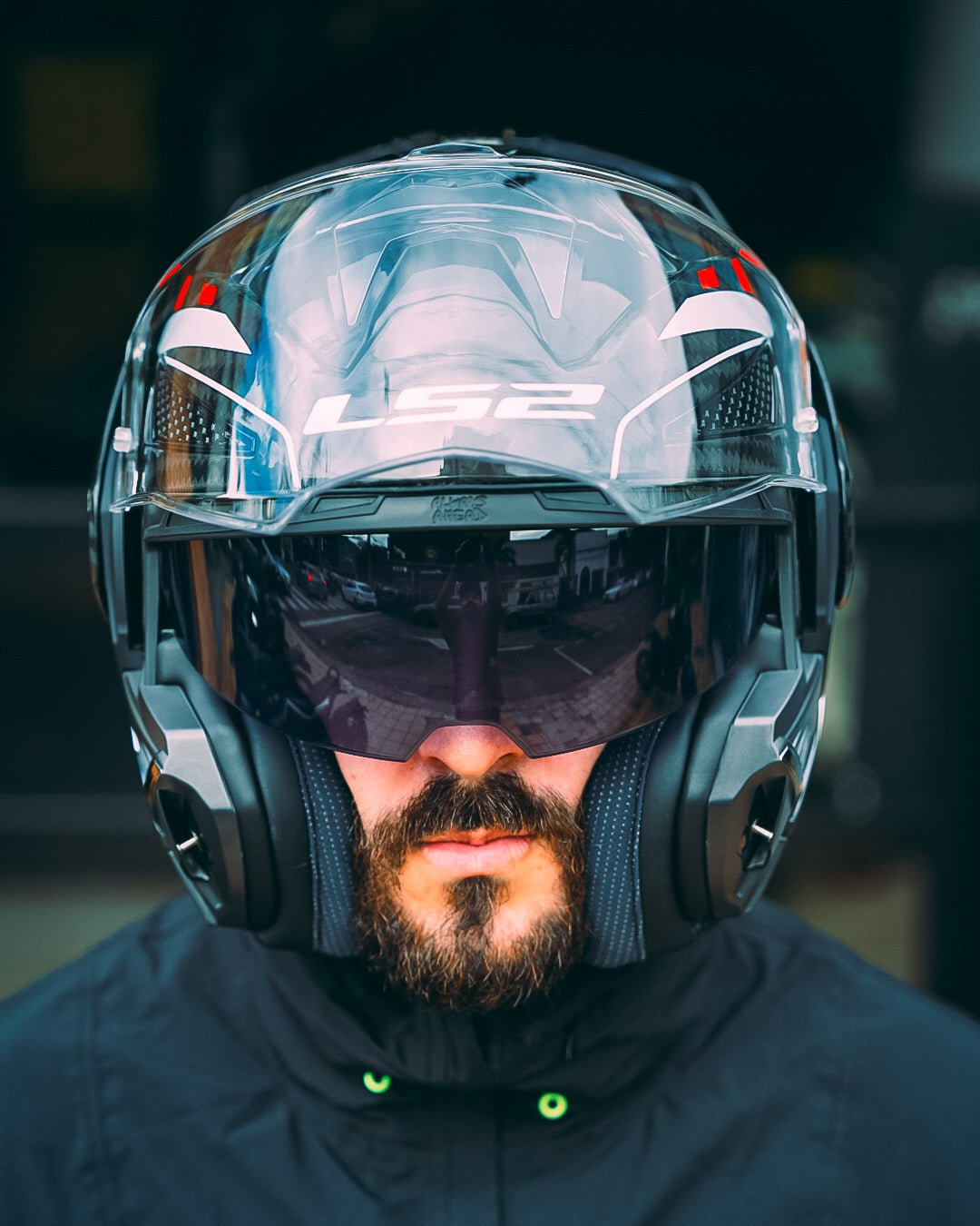 LS2 Carbon Fiber Flip-Up Motorcycle Helmet - FF901 Advant X+