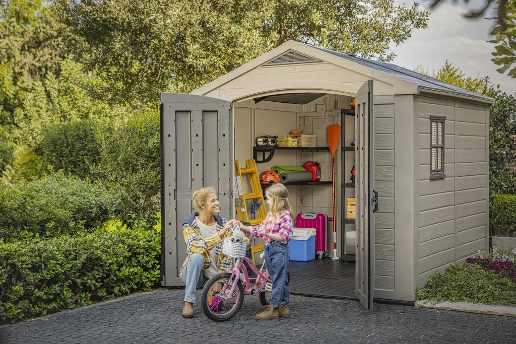 Keter Resin Outdoor Storage Shed, Taupe, 8 x 11 Foot - Factor