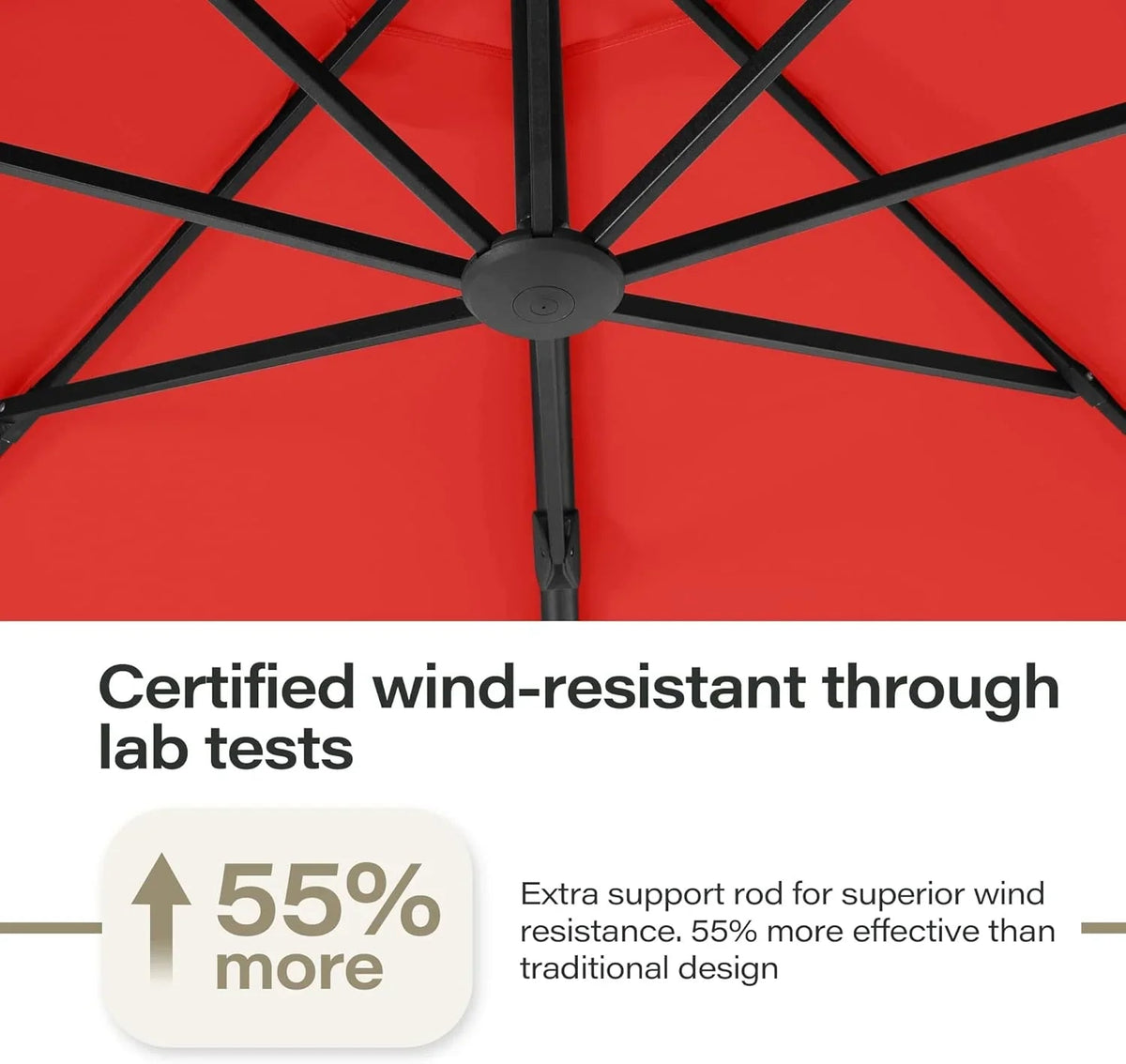 LAUSAINT HOME 11 FT Beige Curvy Cantilever Patio Umbrella With Base