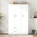 3-Door Wardrobe With Dual Drawers, Shelves And Hanging Rail - 41.3L x 18.5W x 68.2H