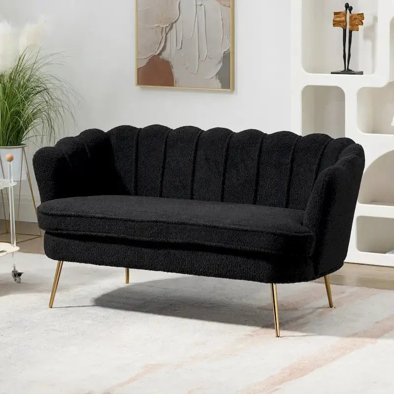 Mid-Century Modern Tufted Loveseat 59in Upholstered Sofa
