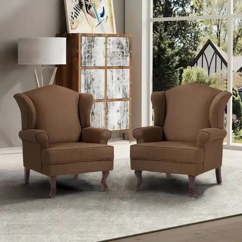 Wingback Accent Chair Duo, Upholstered Armchairs, 2 Count - Classic