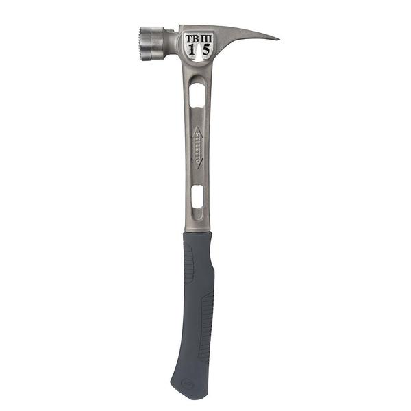 Stiletto 15 oz Ti-Bone III Titanium Hammer With Milled Face Curved Handle - TB3MC