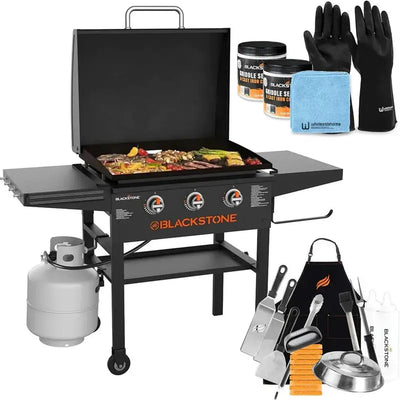 Blackstone 28-Inch 3-Burner Griddle With Hood - XL Flat Top Outdoor Grill Kit