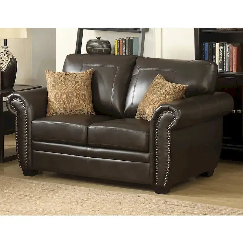 Louis-Style Sofa And Loveseat Set - Dark Brown