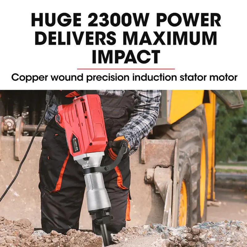 BAUMR-AG 2300W Demolition Jackhammer With 3 Chisels And Carry Case - BMJK-23S Mk II