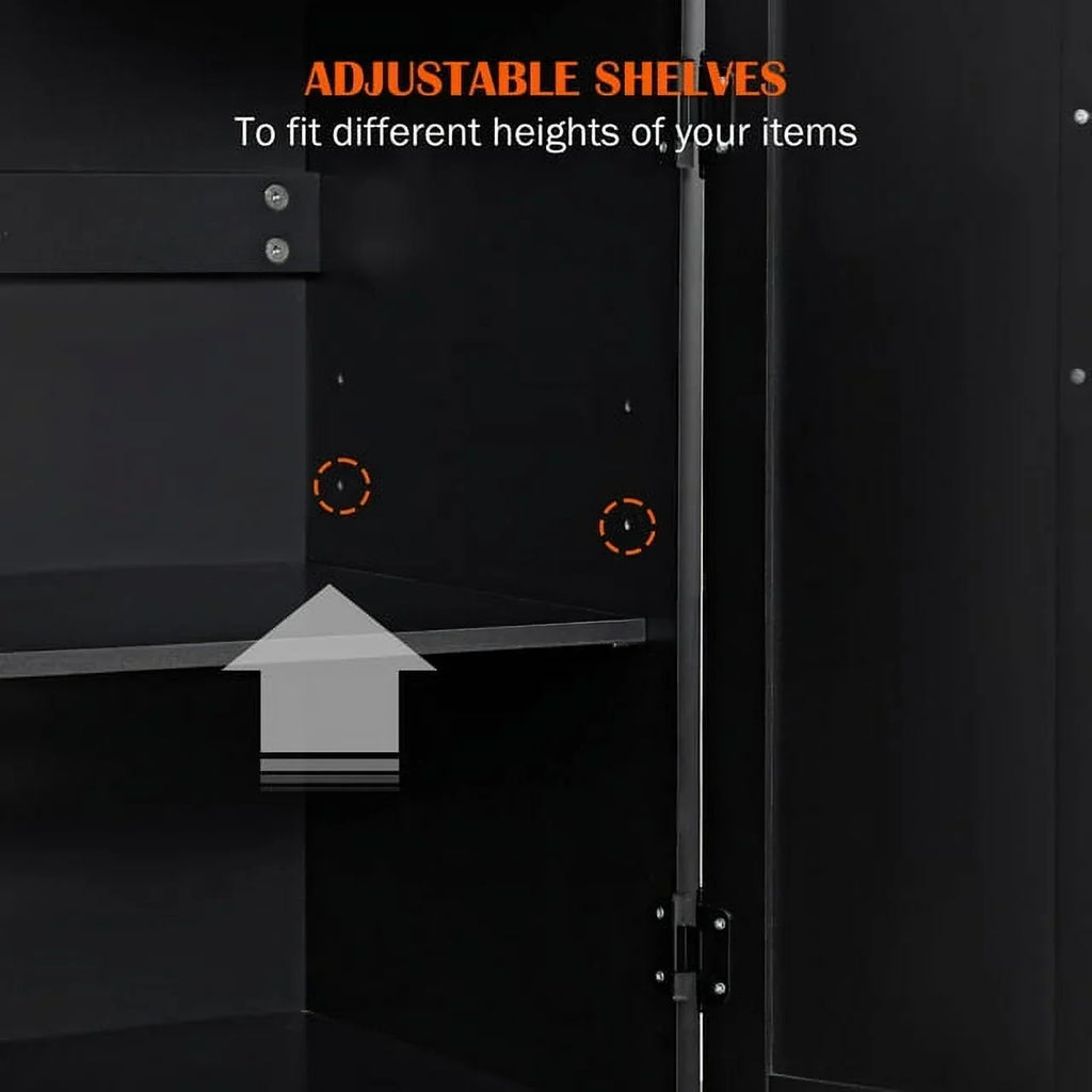 Soges Kitchen Island Rolling Cart With Hidden Cabinet, Adjustable Shelves And Towel Rails, Black - 41.5in