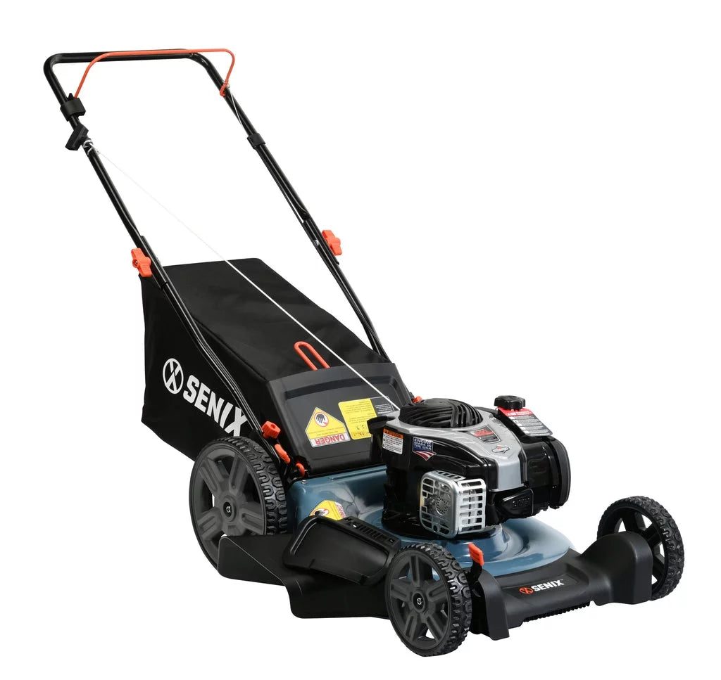 SENIX 21-Inch Push Lawn Mower, 140 cc 4-Cycle Briggs & Stratton Engine, 3-In-1, 11-Inch Rear Wheels - LSPG-M7