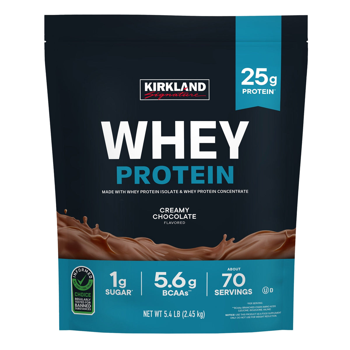 Kirkland Signature Whey Protein, Creamy Chocolate, 5.4 lbs