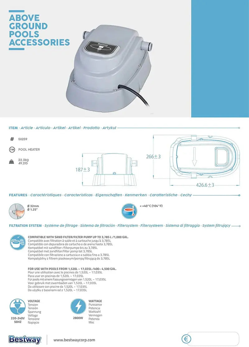 Bestway Pool Heater - 58259