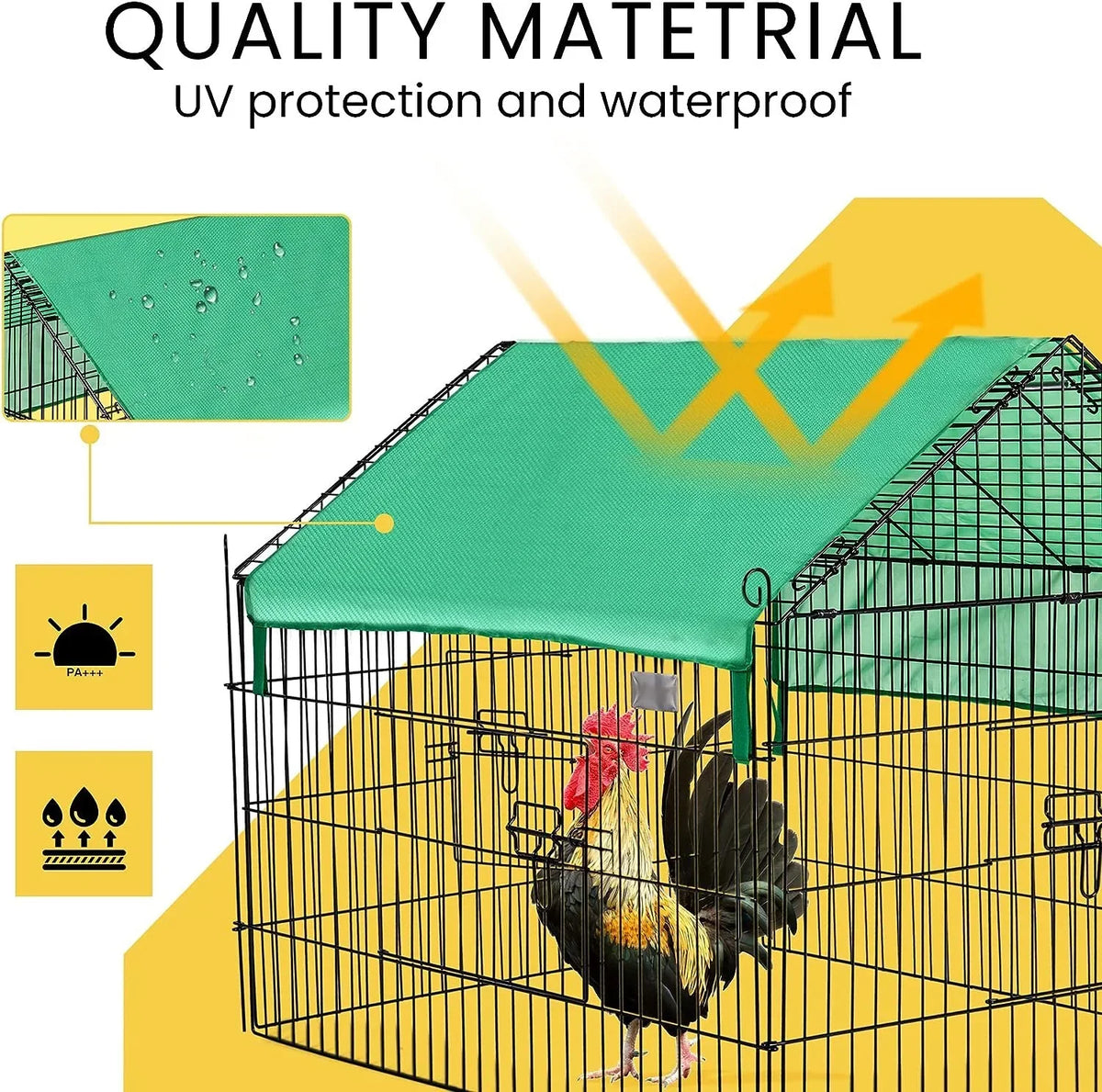 SPECSTAR Large Metal Chicken Coop Cage 71.2in x 29.5in x 29.5in - Green