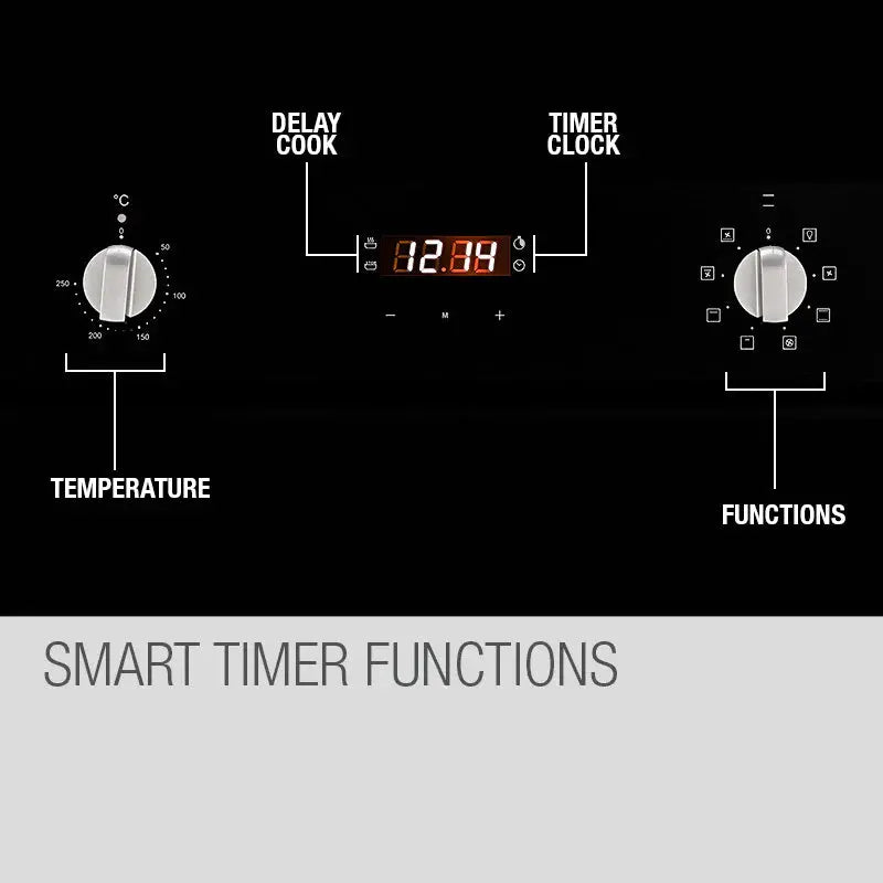 EuroChef Built-In Electric Wall Oven, 60cm, 70L, 8 Cooking Functions - OE708B