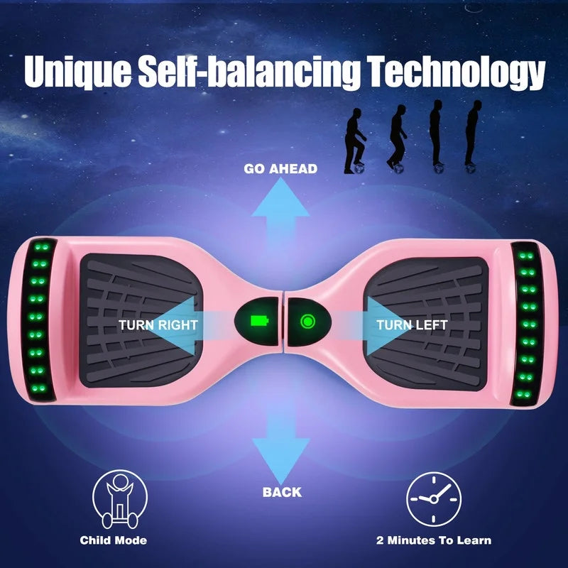 SISIGAD Self-Balancing Electric Hoverboard, Pink, 6.5 inch, 10 Mph