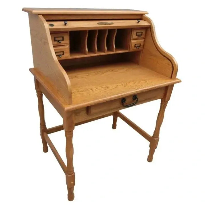 32in Mini Roll-Top Desk With Integrated USB Charging Port