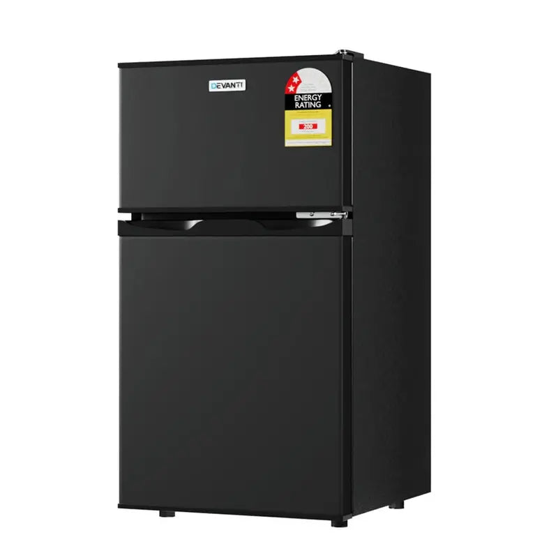 Devanti 80L Compact Black Bar Fridge With 25L Chiller Compartment