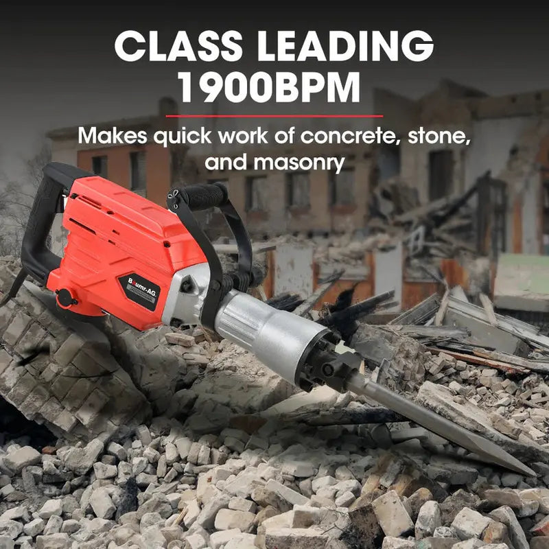 BAUMR-AG 2300W Demolition Jackhammer With 3 Chisels And Carry Case - BMJK-23S Mk II