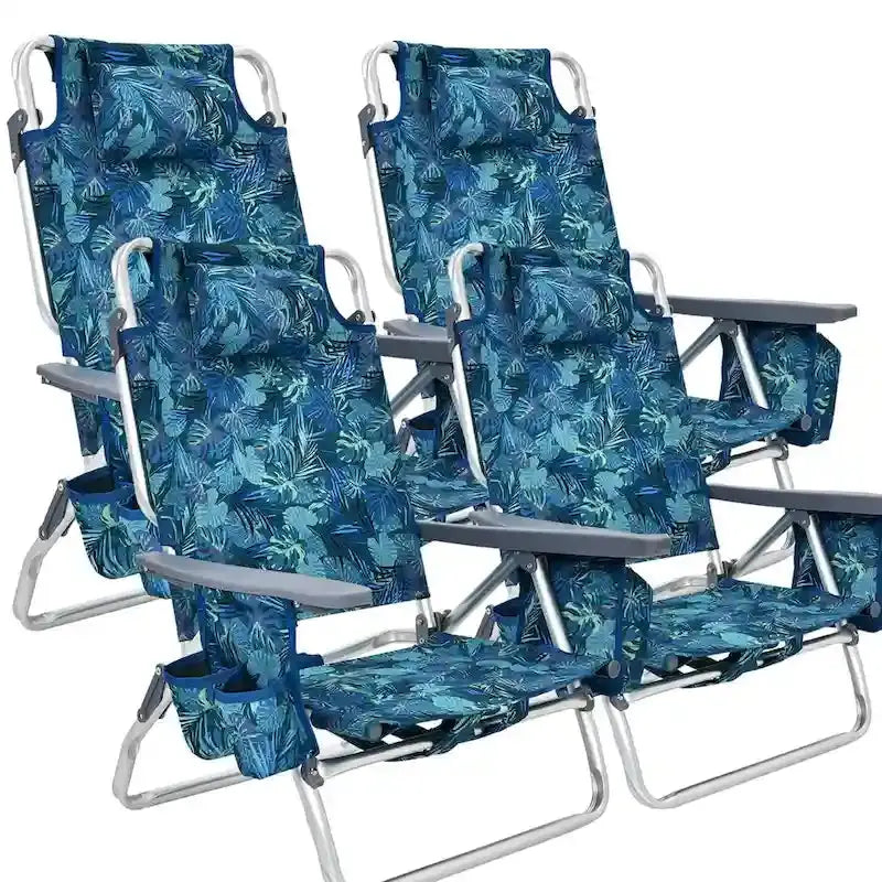 CraftPorch 4-Pack Folding Beach Chairs With 5-Position Recline