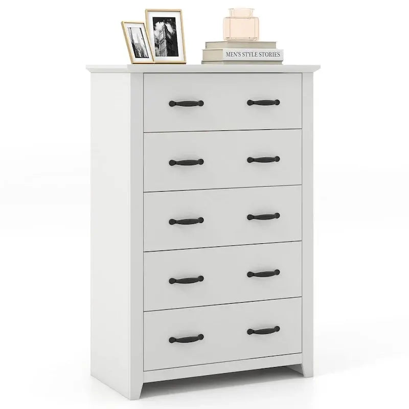 5-Drawer Storage Cabinet, 31 x 17 x 47 in, MDF - Dark Grey, Walnut, Or White