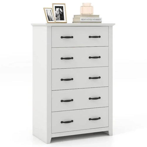 5-Drawer Storage Cabinet, 31 x 17 x 47 in, MDF - Dark Grey, Walnut, Or White