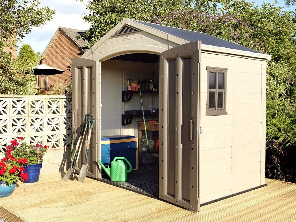 Keter Resin Outdoor Storage Shed, Taupe, 8 x 11 Foot - Factor