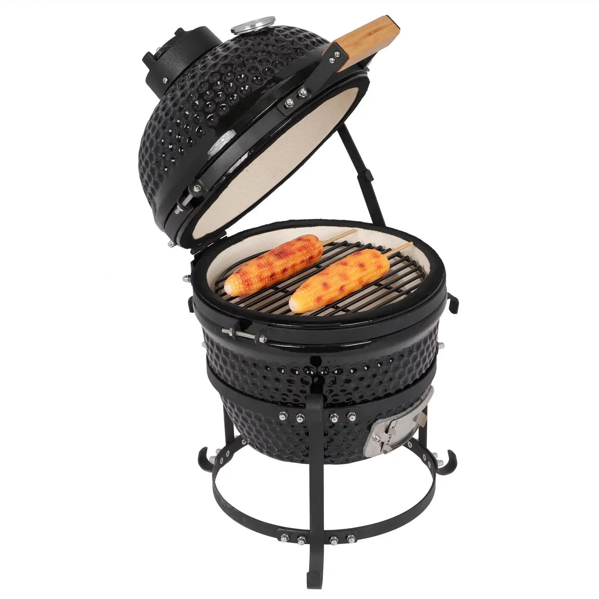 SalonMore 13in Round Ceramic Charcoal Grill - Black