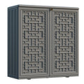 Indoor Outdoor Storage Cabinet With Shelf, Off White Plastic, 34.3''L x 15''W x 36.2''H