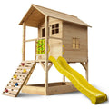 Rovo Kids Wooden Tower Playhouse With Slide, Climbing Wall And Sandpit - PLYCBHRV4NTA