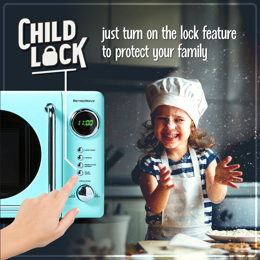 Nostalgia 0.7 Cu Ft 700W Countertop Microwave Oven - Aqua