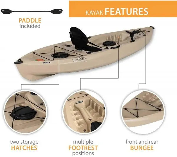 Lifetime Tamarack Angler 120 in Fishing Kayak, Tan - 275 lb Capacity