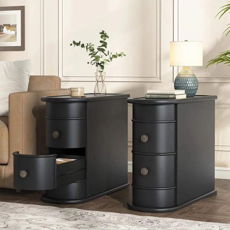 Solid Wood Chairside End Table, Two Drawers, 23.62'D x 10.63'W x 23.62'H