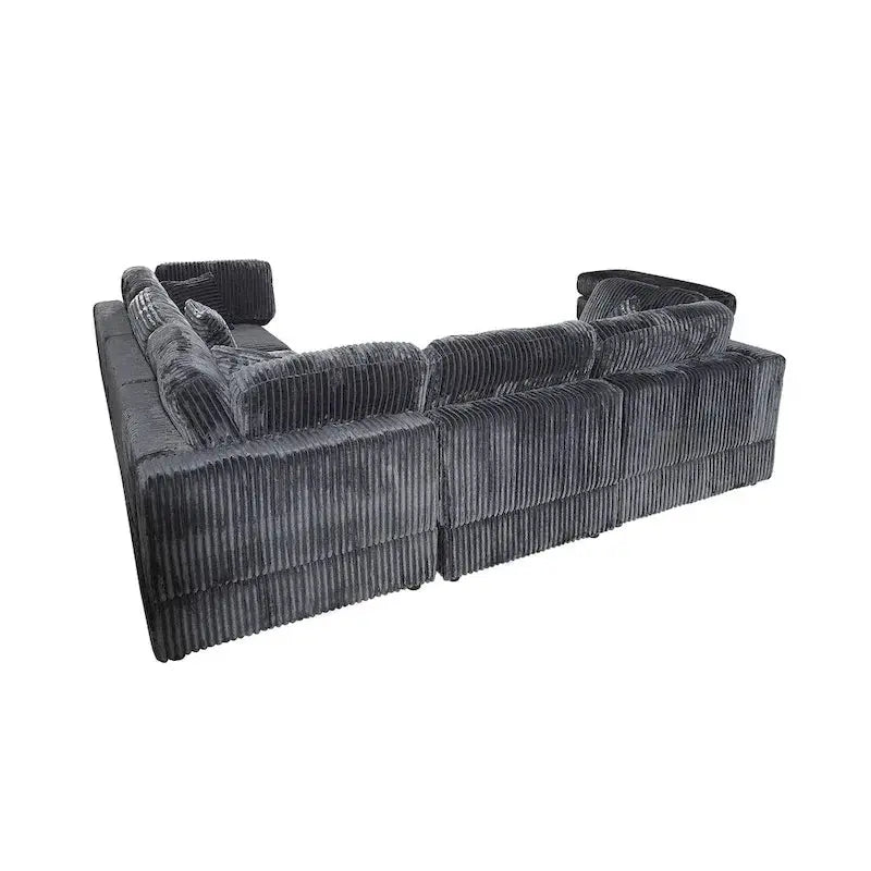 Modular L-Shaped Sectional Sofa, 6-Piece Corduroy Upholstered Configuration