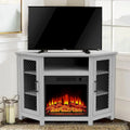 45-Inch Industrial Electric Fireplace TV Stand Corner Console With 17 Inch Flame Effect And Display Shelving