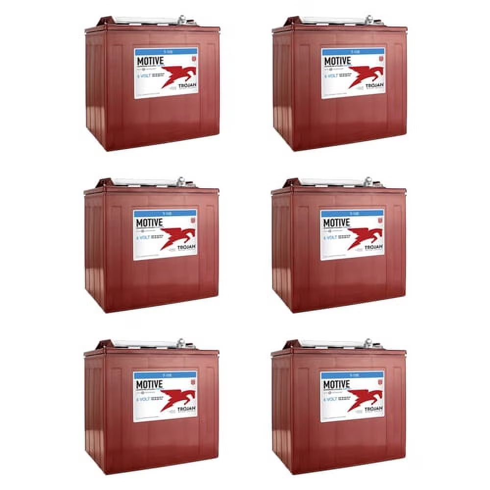 Trojan Battery 6-Volt 225Ah Deep Cycle Golf Cart Batteries, 6-Pack, 36V - T-105